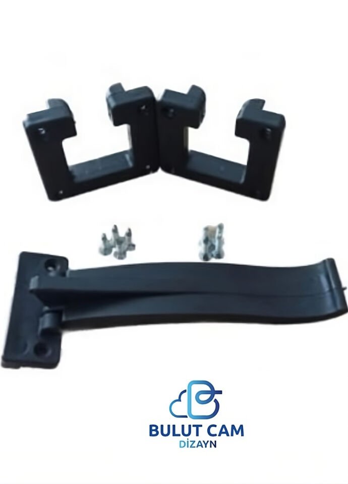 4AD. Cam Balkonlara Uygun Çıkış ve Boynuz Plastiği - Cam Balkon Aksesuarı Kapağı Siyah Plastik