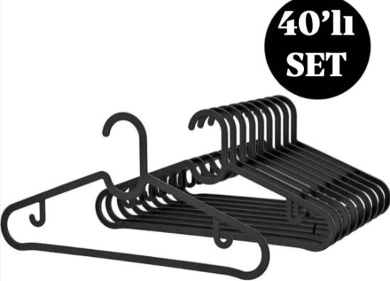 Dolap Içi Elbise, Pantolon, Gömlek, Ceket, Etek Askısı Seti, (40ADET), Plastik