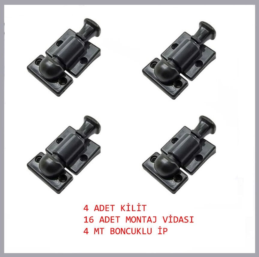 Cam Balkon Kilidi Çocuk Emniyetli Plastik Siyah 4 Adet