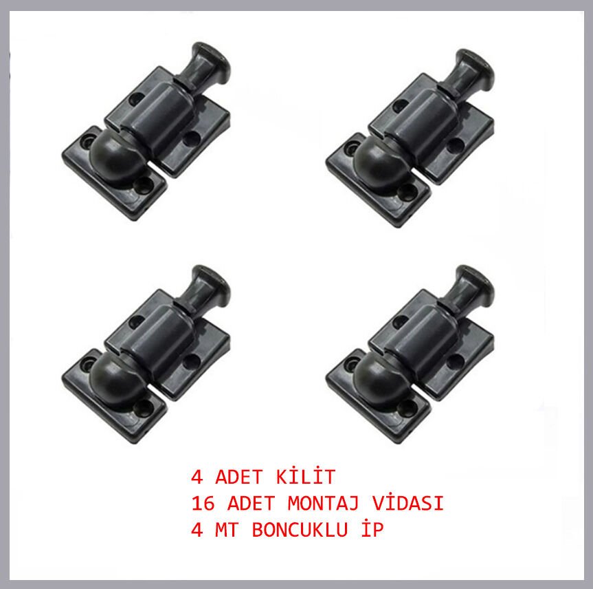 Cam Balkon Kilidi Çocuk Emniyetli Plastik Siyah 4 Adet