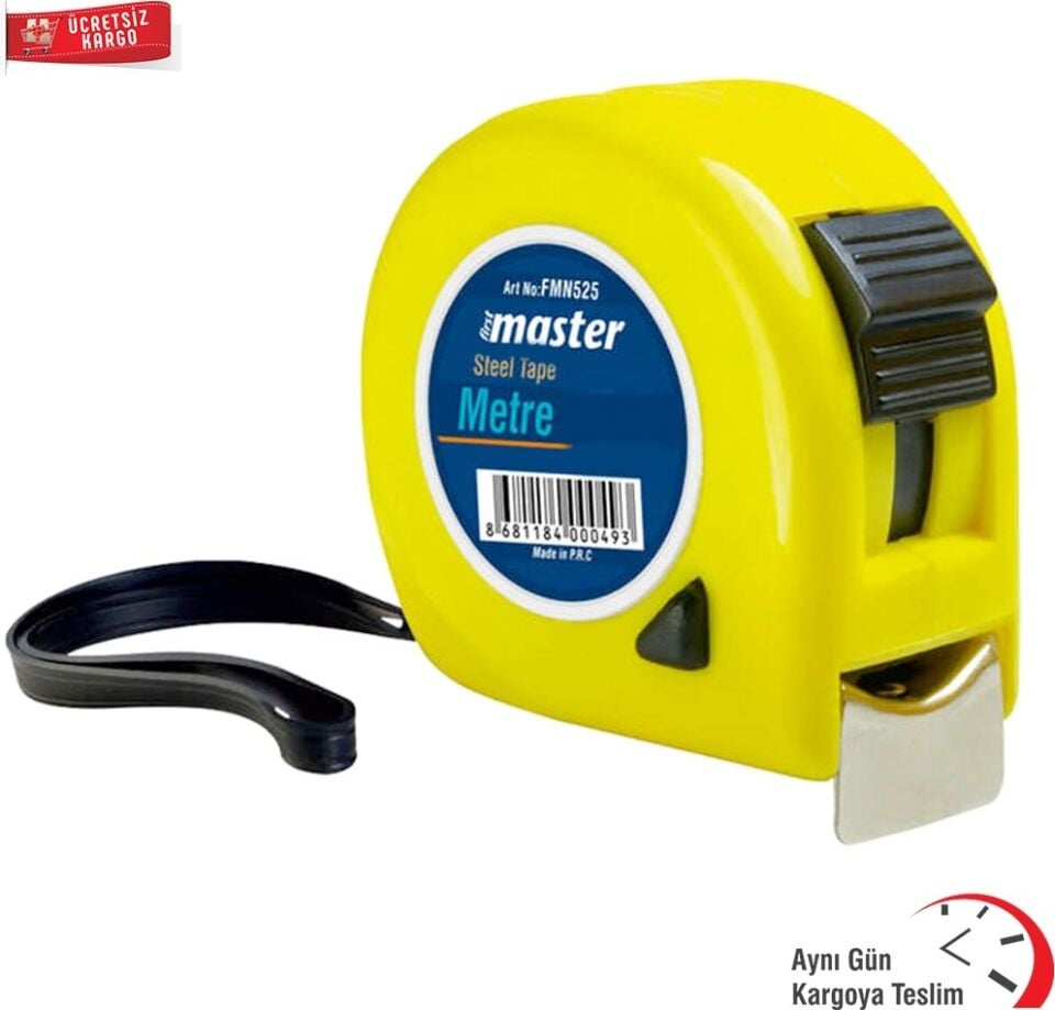 Master Şerit Metre 5 Metre * 25 mm Kilitli Askılı