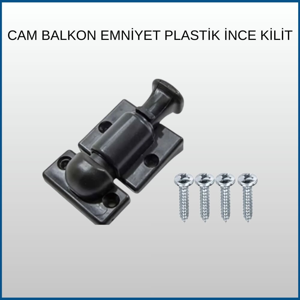 Cam Balkon Kilidi Ince Plastik Cam Balkon Emniyet Kilidi Siyah