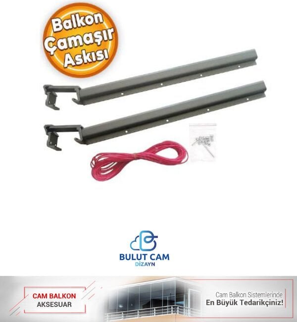 Çamaşır Kurutma Askısı Alüminyum Küpeşte Askılığı Kurutmalık (Bronz,ant.gri,eloksal) Kare 6x2.5 cm