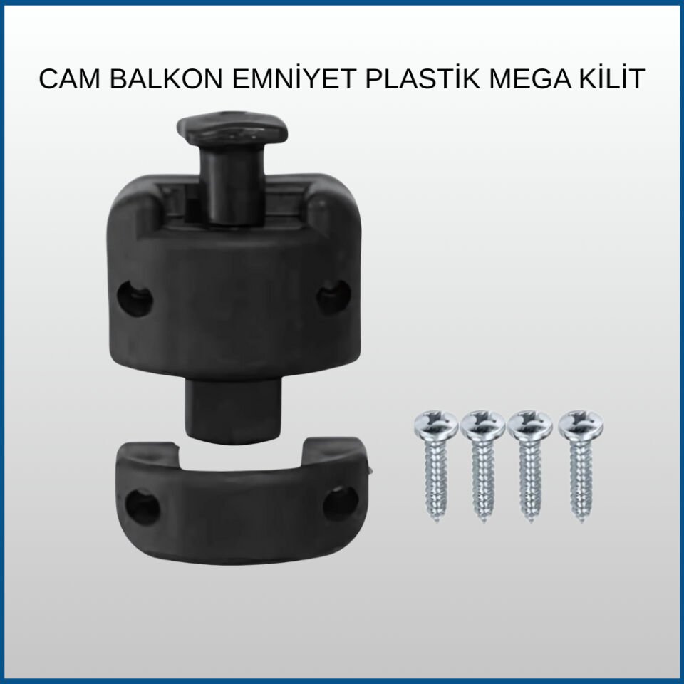 CAm Balkon Kilidi Mega Plastik Cam Balkon Emniyet Kilidi Siyah