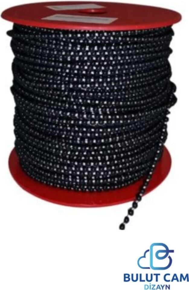 10M Siyah Cam Balkon Boncuklu Ip Zinciri, 4.5mm Çap, Dayanıklı ve Şık Tasarım