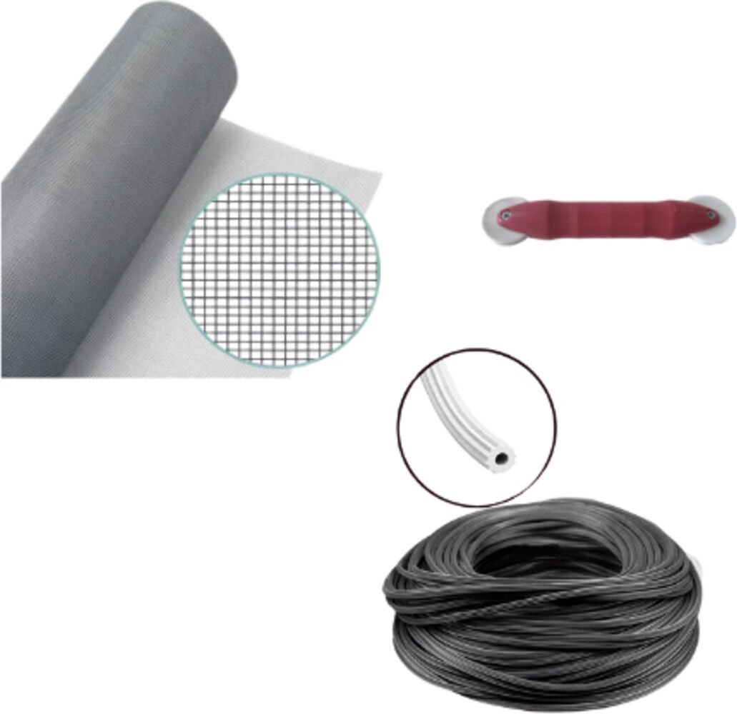 3'lü Sineklik Seti 300X120 cm Tül, 15 Mt. Siyah Conta, Fitil Çekme Aparatı