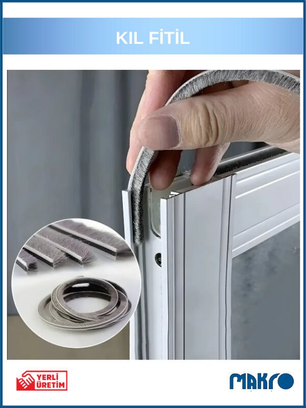 Alüminyum Pvc Kapı Pencere Cam Balkon Kıl Fitili En 6,7mm - Kıl Uzunluğu: 10MM - 5 Metre