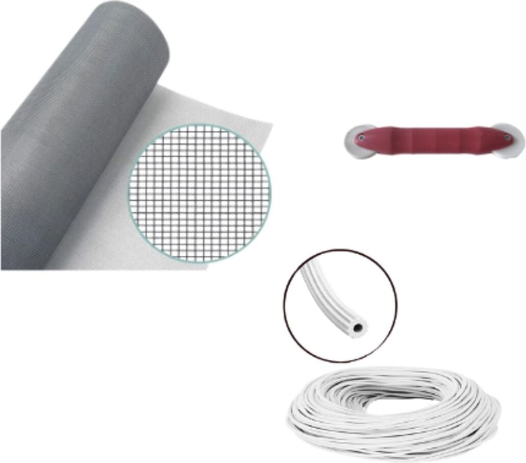 3'lü Sineklik Seti 700X100 cm Tül, 22 Mt. Beyaz Conta, Fitil Çekme Aparatı