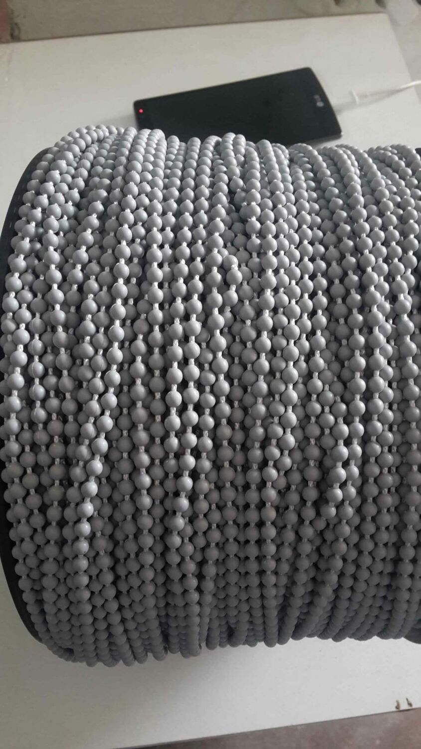 Plastik Boncuklu İp Zincir 5 Metre GRİ