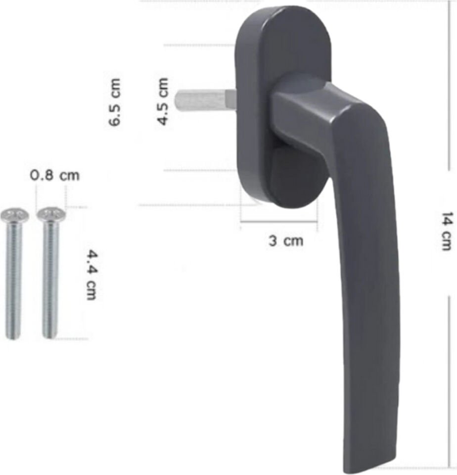 Pvc Alüminyum Gömme Kol, Pencere Kolu, 4 Ad. Çiftli Sürme Teker -Antrasit