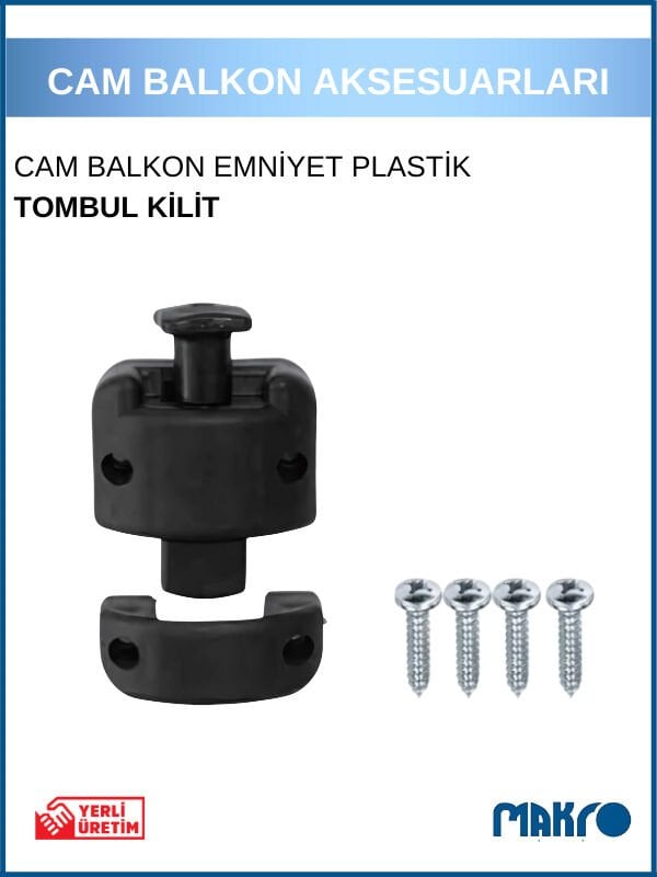 Cam Balkon Kilidi Tombul Plastik Cam Balkon Emniyet Kilidi Siyah