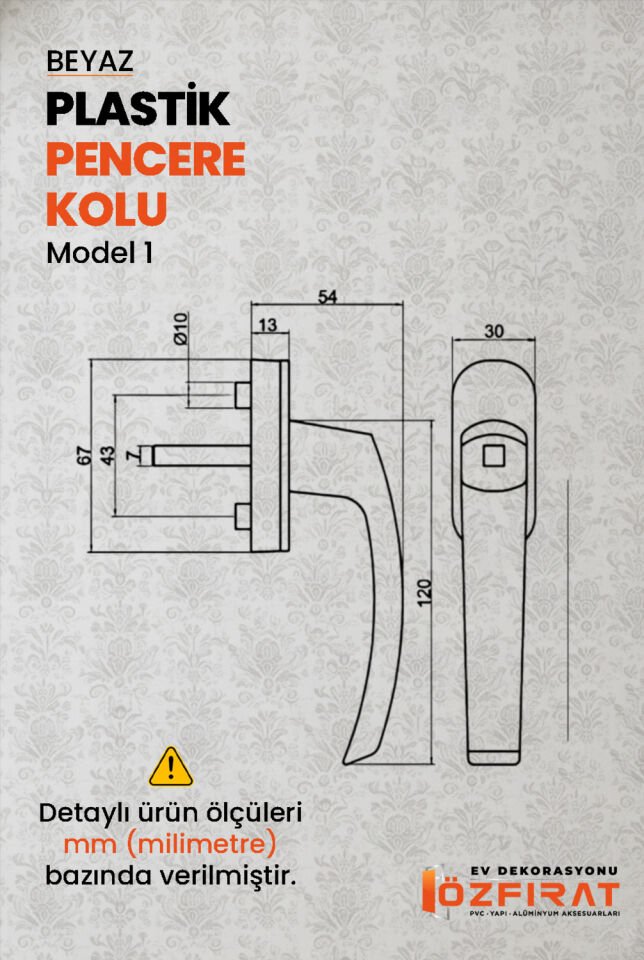 Pimapen Pvc Pencere Kolu – Plastik – Beyaz – Model 1 – (2 Adet)