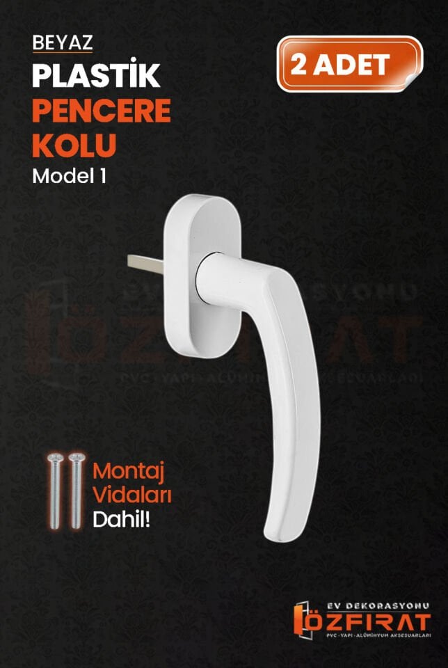 Pimapen Pvc Pencere Kolu – Plastik – Beyaz – Model 1 – (2 Adet)