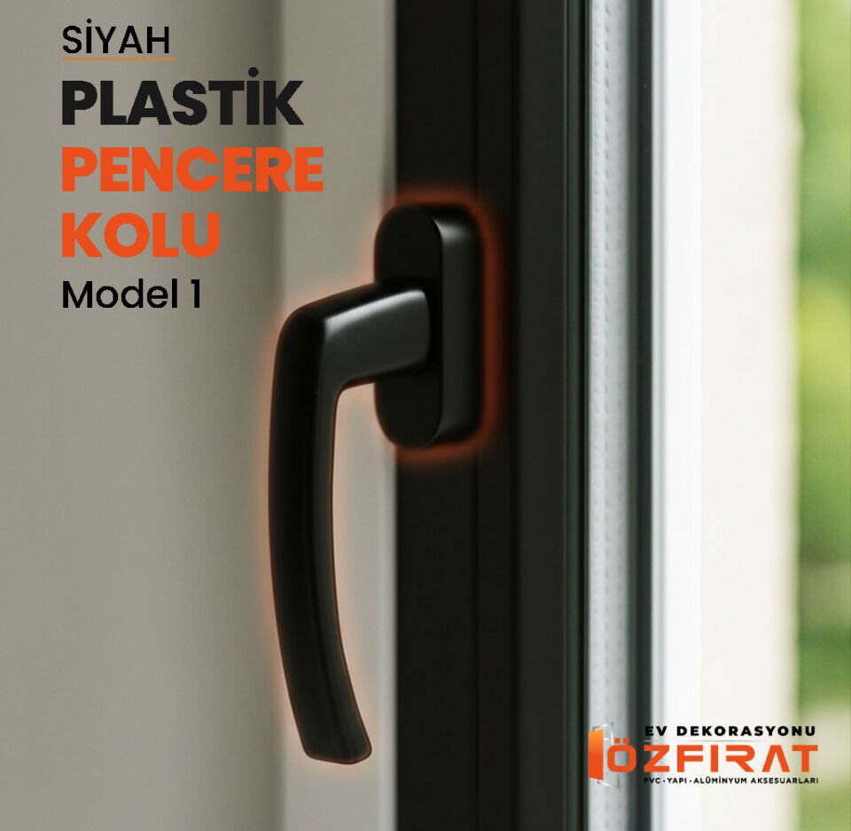 Pimapen Pvc Pencere Kolu – Plastik – Siyah – Model 1 – (2 Adet)
