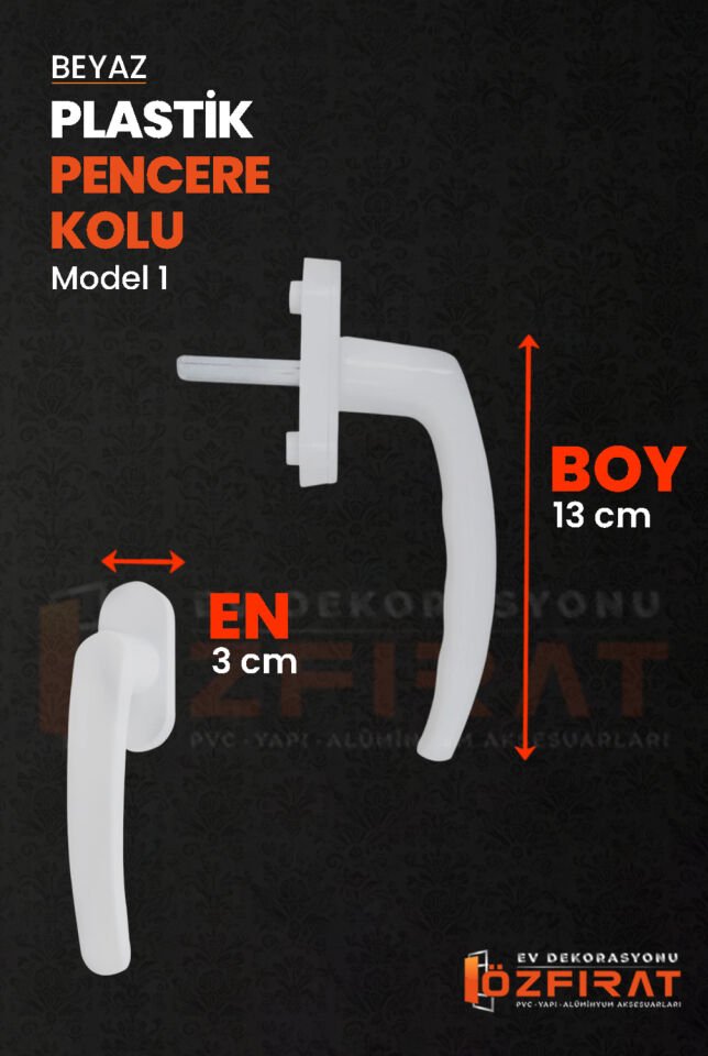 Pimapen Pvc Pencere Kolu – Plastik – Beyaz – Model 1 – (3 Adet)