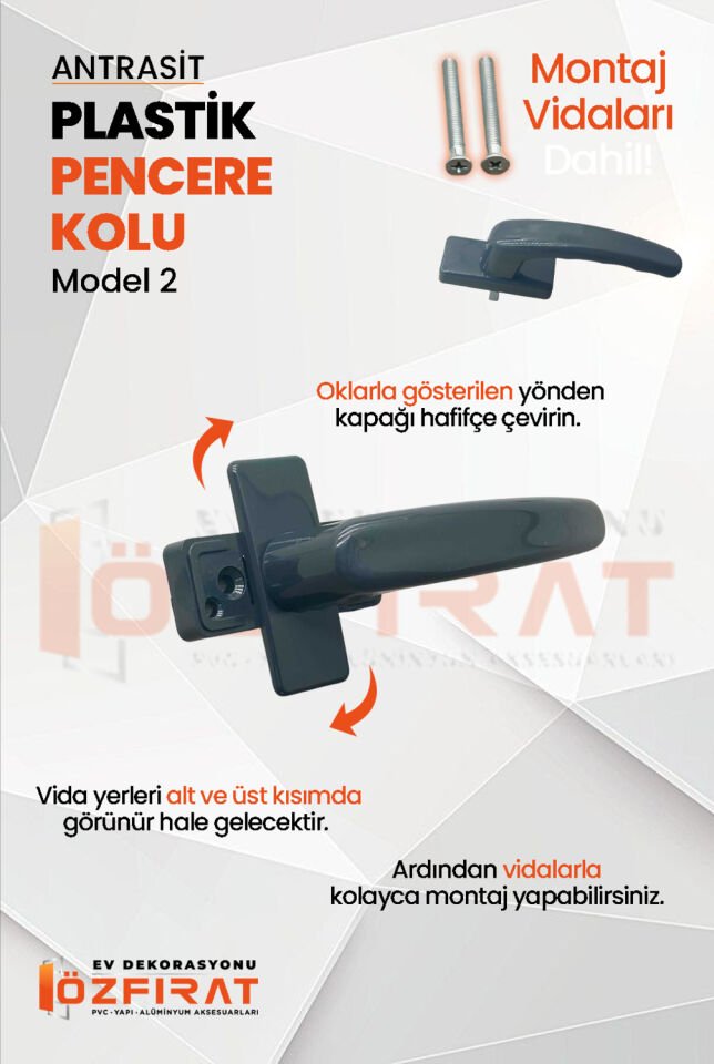 Pvc Pencere Kolu – Plastik – Antrasit – Model 2 – (1 Adet)