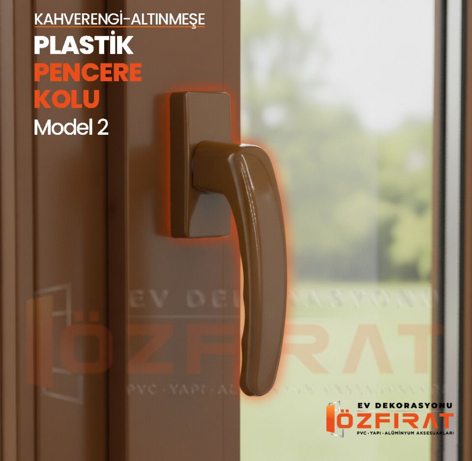 Pvc Pencere Kolu – Plastik – Altınmeşe/Kahverengi – Model 2 – (1 Adet)