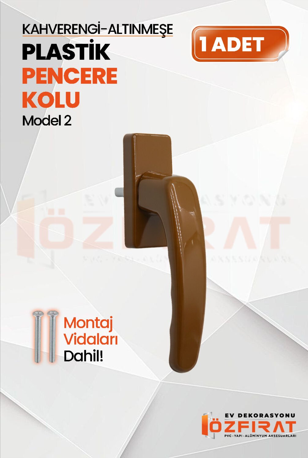 Pvc Pencere Kolu – Plastik – Altınmeşe/Kahverengi – Model 2 – (1 Adet)