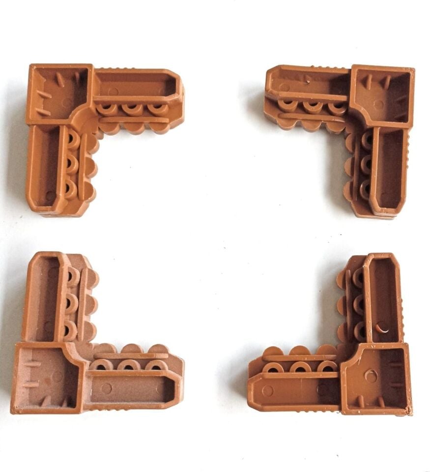 17X25 mm Sineklik Köşe Takozu 10 Adet Kahverengi Renkli
