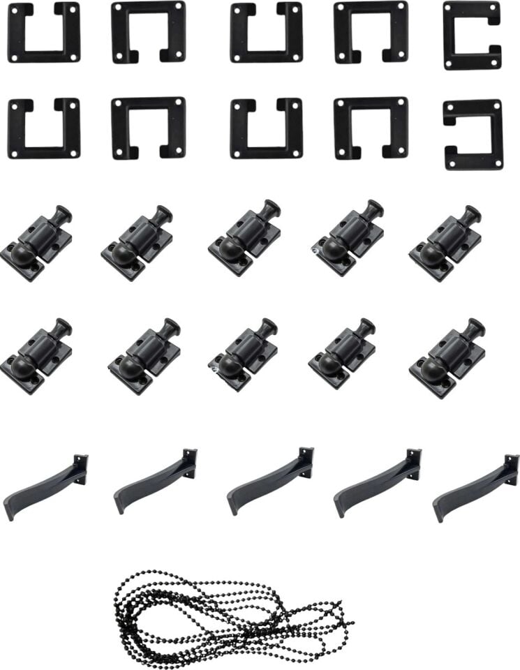 Cam Balkon Aksesuar Seti - (Kilit-Çıkış-Boynuz-Boncuklu Ip-Vidalar)