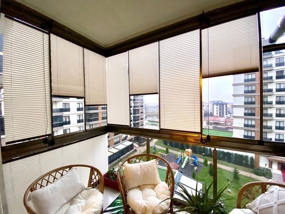 EYLÜL Home Krem Renk Katlanır Cam Balkon Perdesi-Ofis Perdesi-Ev Perdesi-Salon Perdesi-Plise Perde