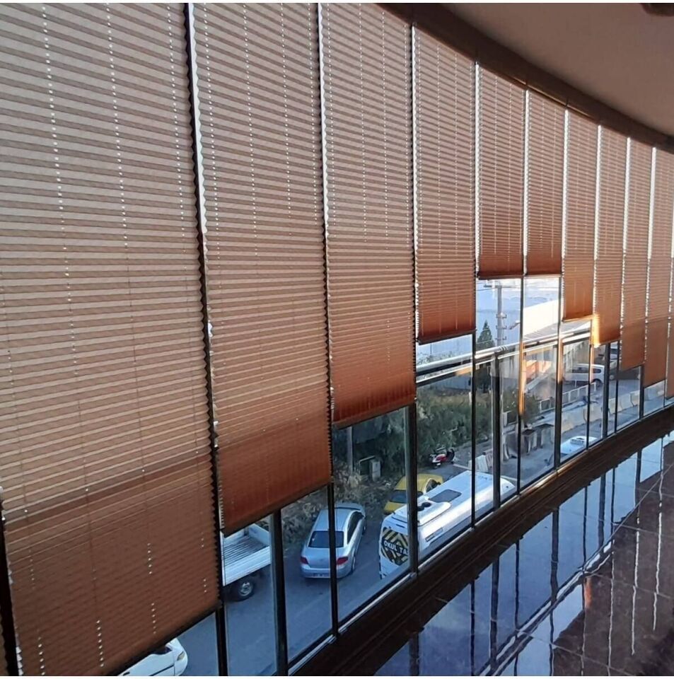 Antrasit Plise Katlanır Cam Balkon Perdesi - Ofis Perdesi - Mutfak Perdesi - Salon Perdesi -