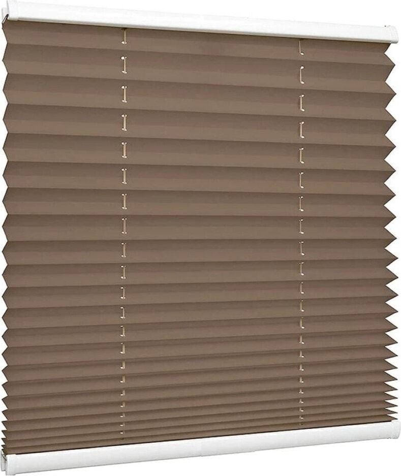 Kahve Rengi Plise Katlanır Cam Balkon Perdesi - Ofis Perdesi - Mutfak Perdesi - Salon Perdesi -