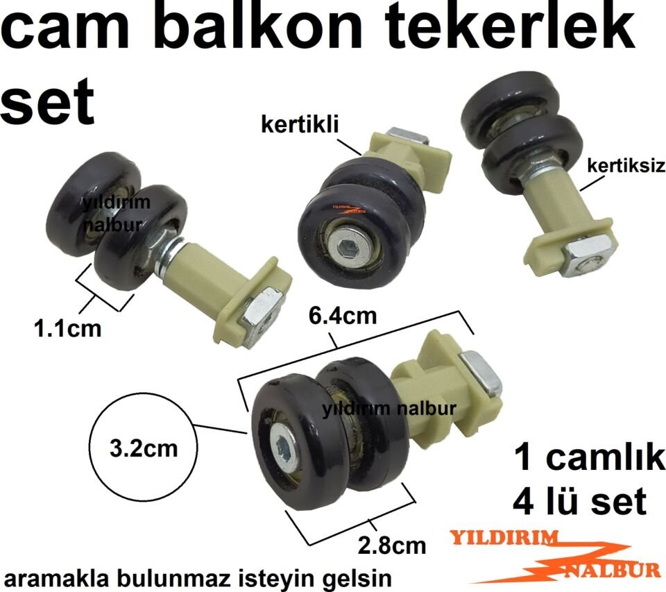 4 Adet Cam Balkon Teker Kertkli Kertiksiz Tek Camlık Set Katlanır Cam Tekerlek